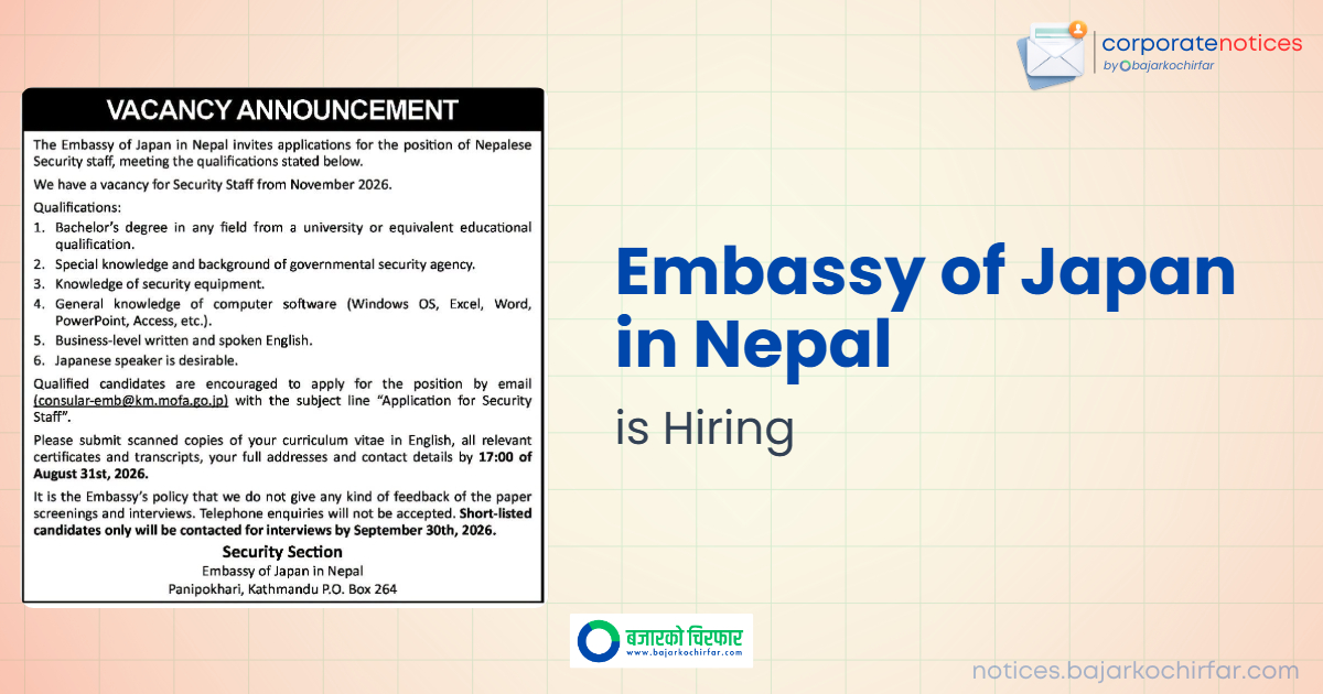 feature 1785659798473 https://bajarkochirfar.com/government-job/embassy-of-japan-in-nepal-announces-vacancy-for-security-staff/ | %tags