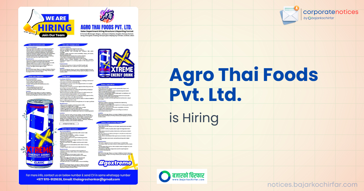 feature 1785914663799 https://bajarkochirfar.com/government-job/agro-thai-foods-pvt-ltd-announces-vacancies-for-multiple-sales-and-management-positions/ | %tags
