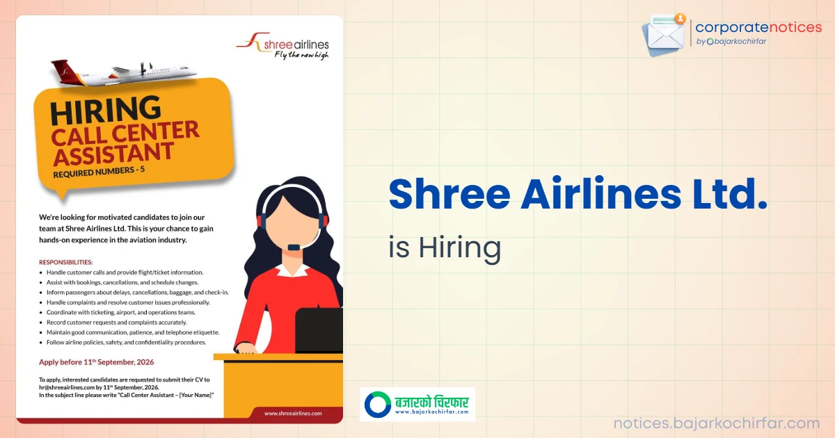 feature 1787208941285 https://bajarkochirfar.com/private-job/shree-airlines-ltd-announces-vacancy-for-call-center-assistant/ | %tags
