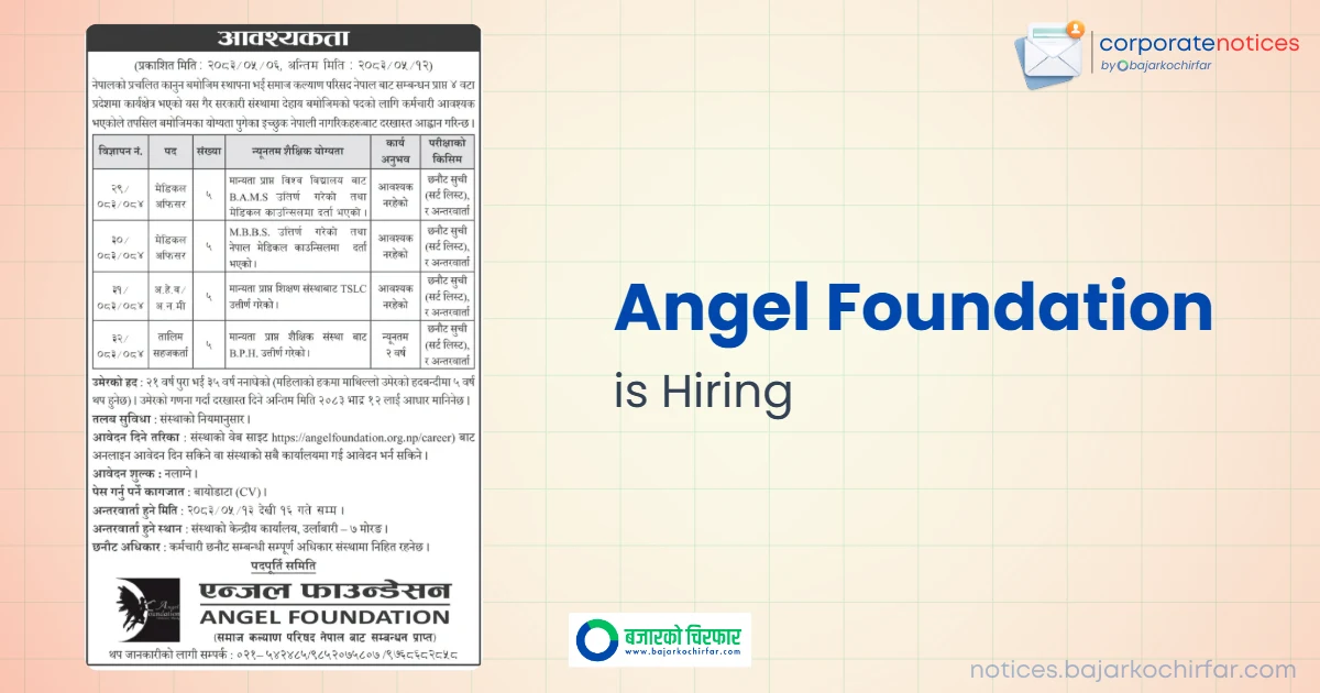 feature 1787566998803 https://bajarkochirfar.com/private-job/angel-foundation-announces-vacancies-for-medical-officers-and-facilitators-in-various-provinces/ | %tags