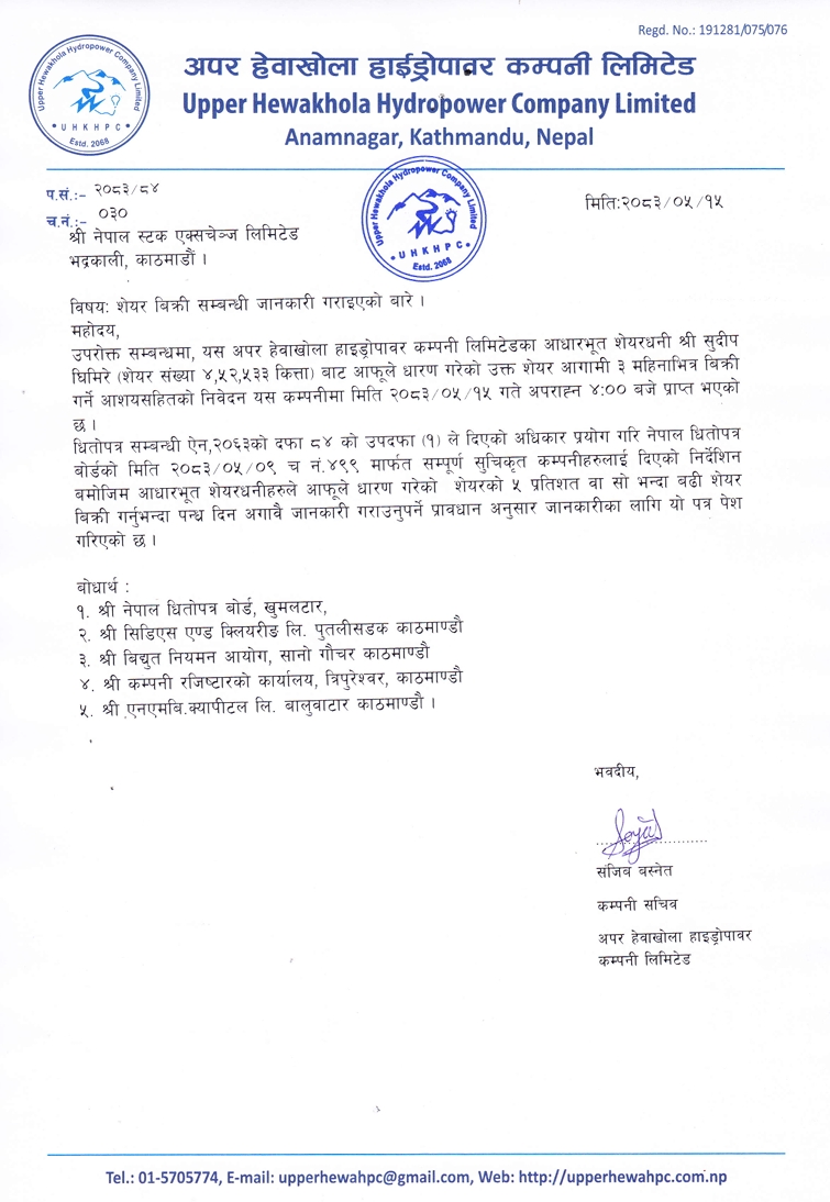 Screenshot 1 9 2026 122529 www.nepalstock.com https://bajarkochirfar.com/ghimire-the-basic-shareholder-of-upper-hewakhola-hydropower-will-sell-more-than-400000-shares | %tags