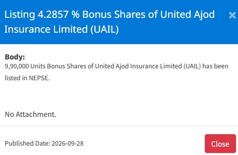Screenshot 28 9 2026 15225 www.nepalstock.com https://bajarkochirfar.com/bonus-shares-of-an-insurance-company-listed-on-nepse-when-can-they-be-traded-2 | %tags