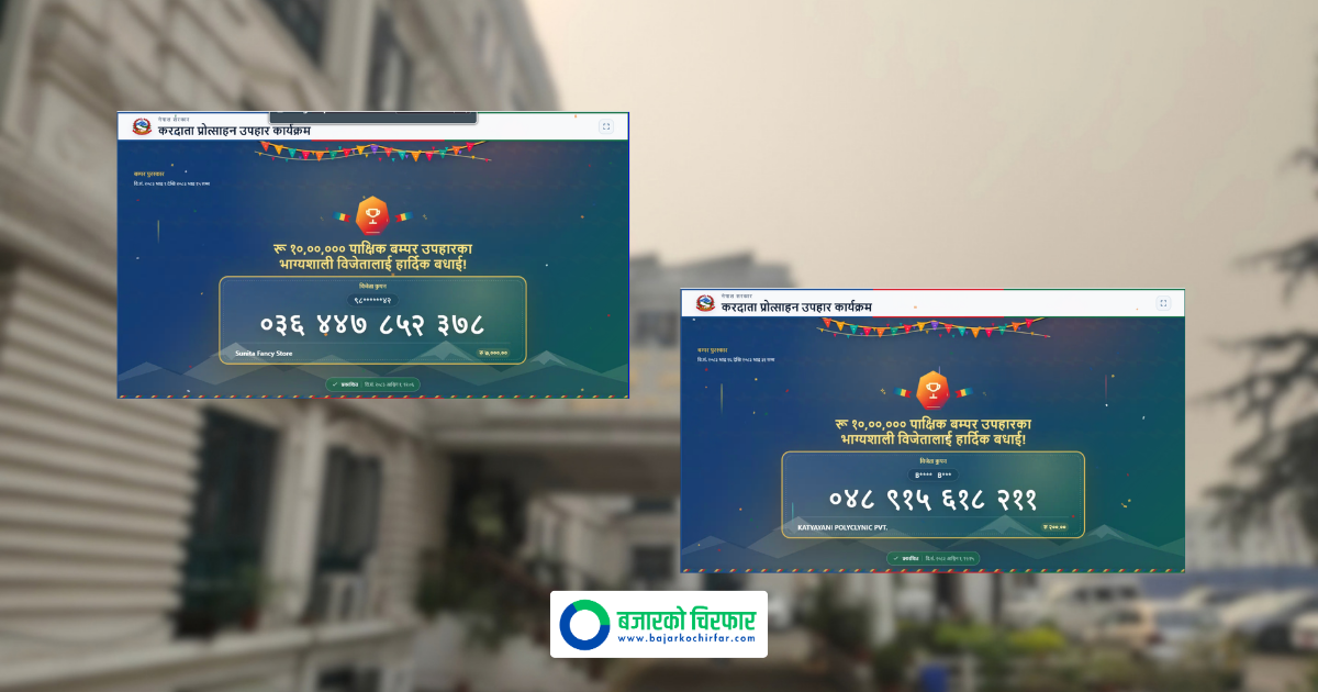 भदौ महिनाका ३१ जना एक लाख र २ जना बम्पर उपहार विजेता घोषणा, कोको परे ?