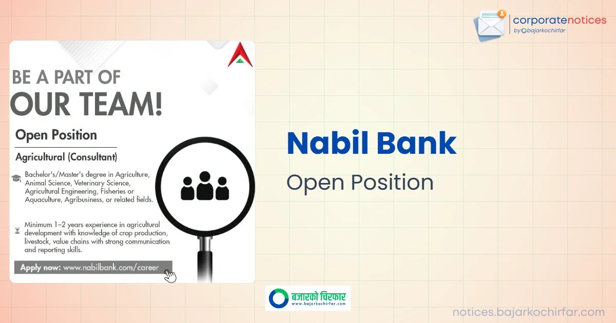 feature 1788502651370 https://bajarkochirfar.com/private-job/nabil-bank-invites-applications-for-agricultural-consultant-position/ | %tags