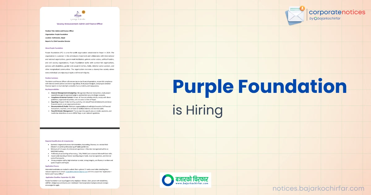 feature 1789639185200 https://bajarkochirfar.com/private-job/purple-foundation-announces-vacancy-for-admin-and-finance-officer/ | %tags