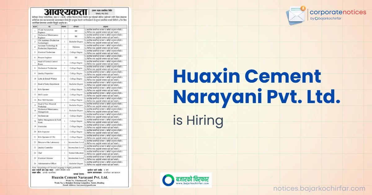 feature 1790754316898 https://bajarkochirfar.com/private-job/huaxin-cement-seeks-skilled-manpower-for-26-different-positions/ | %tags