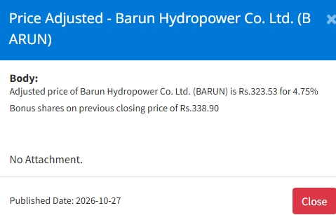 Screenshot 27 10 2026 16344 www.nepalstock.com https://bajarkochirfar.com/price-adjustment-in-bonus-shares-of-2-companies-on-nepse-on-tuesday-at-what-price-will-trading-open-now-2 | %tags