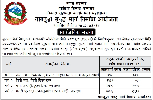 Screenshot 29 10 2026 84341 epaper.gorkhapatraonline.com | कात्तिक १५ गतेदेखि नागढुंगा सुरुङमार्ग प्रयोग गर्न शुल्क लाग्ने, कुन सवारीले कति तिर्नुपर्छ? | BAJARKO CHIRFAR https://bajarkochirfar.com/a-fee-will-be-charged-to-use-the-nagdhunga-tunnel-from-kartik-15-which-vehicles-will-have-to-pay-how-much Screenshot 29 10 2026 84341 epaper.gorkhapatraonline.com https://bajarkochirfar.com/a-fee-will-be-charged-to-use-the-nagdhunga-tunnel-from-kartik-15-which-vehicles-will-have-to-pay-how-much | %tags