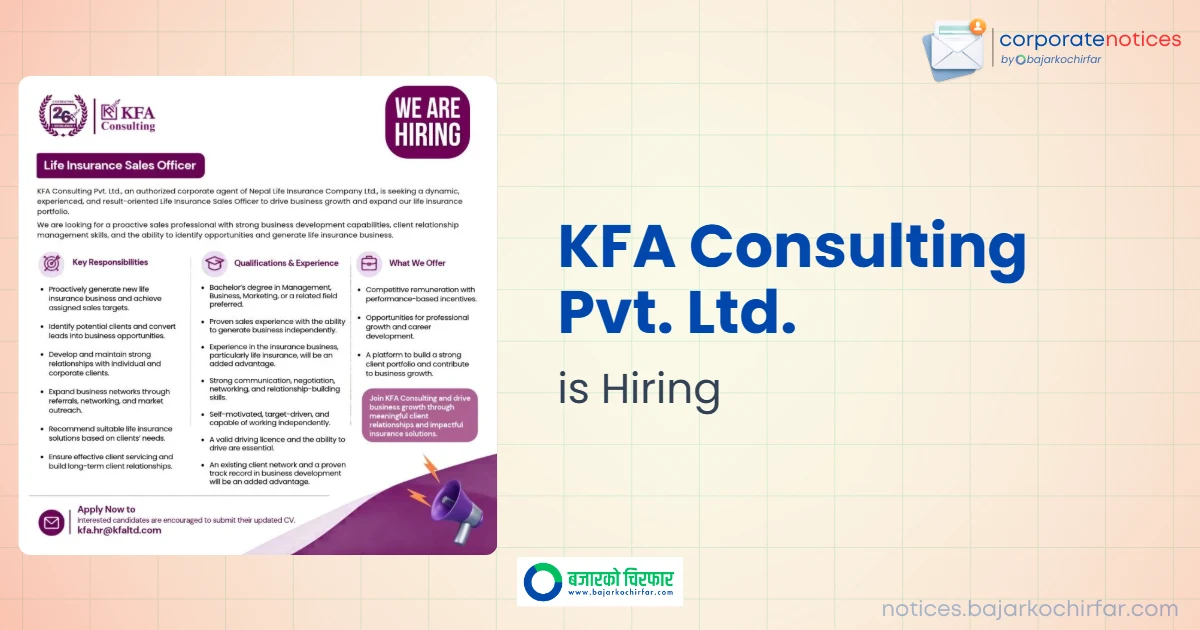 feature 1793257888150 https://bajarkochirfar.com/private-job/kfa-consulting-announces-vacancy-for-life-insurance-sales-officer/ | %tags
